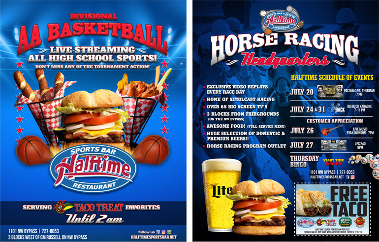 Halftime Sports Bar Print Ads