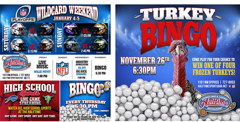 Halftime Sports Bar Print Ads