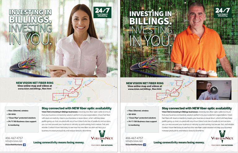 Vision Net Billings Fiber Print Ads